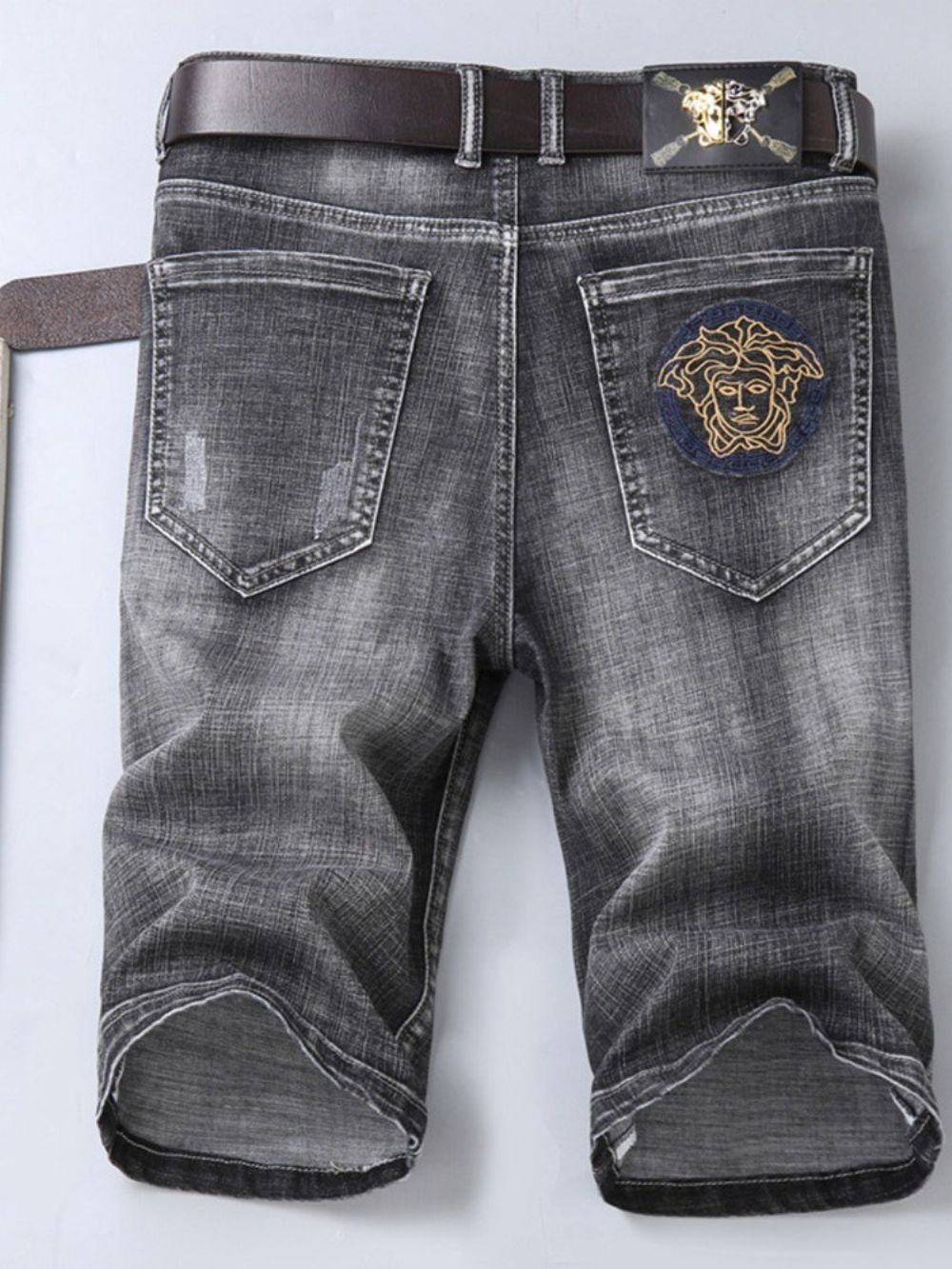 Shorts Jeans Masculino Coreano De Cintura Média Com Botão Reto Fino