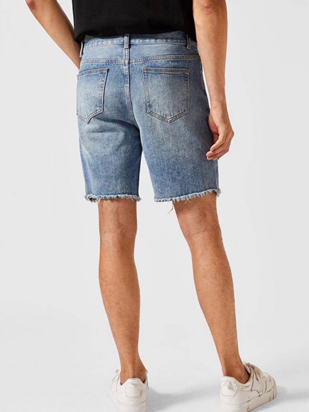 Shorts Jeans Masculinos Com Zíper Europeu Com Botões Retos