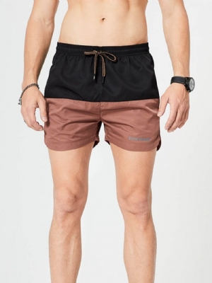 Shorts Masculino Color Block Straight Lace-Up Casual