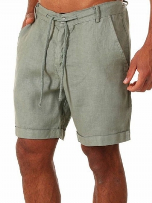 Shorts Masculinos Lisos De Bolso Com Cadarço