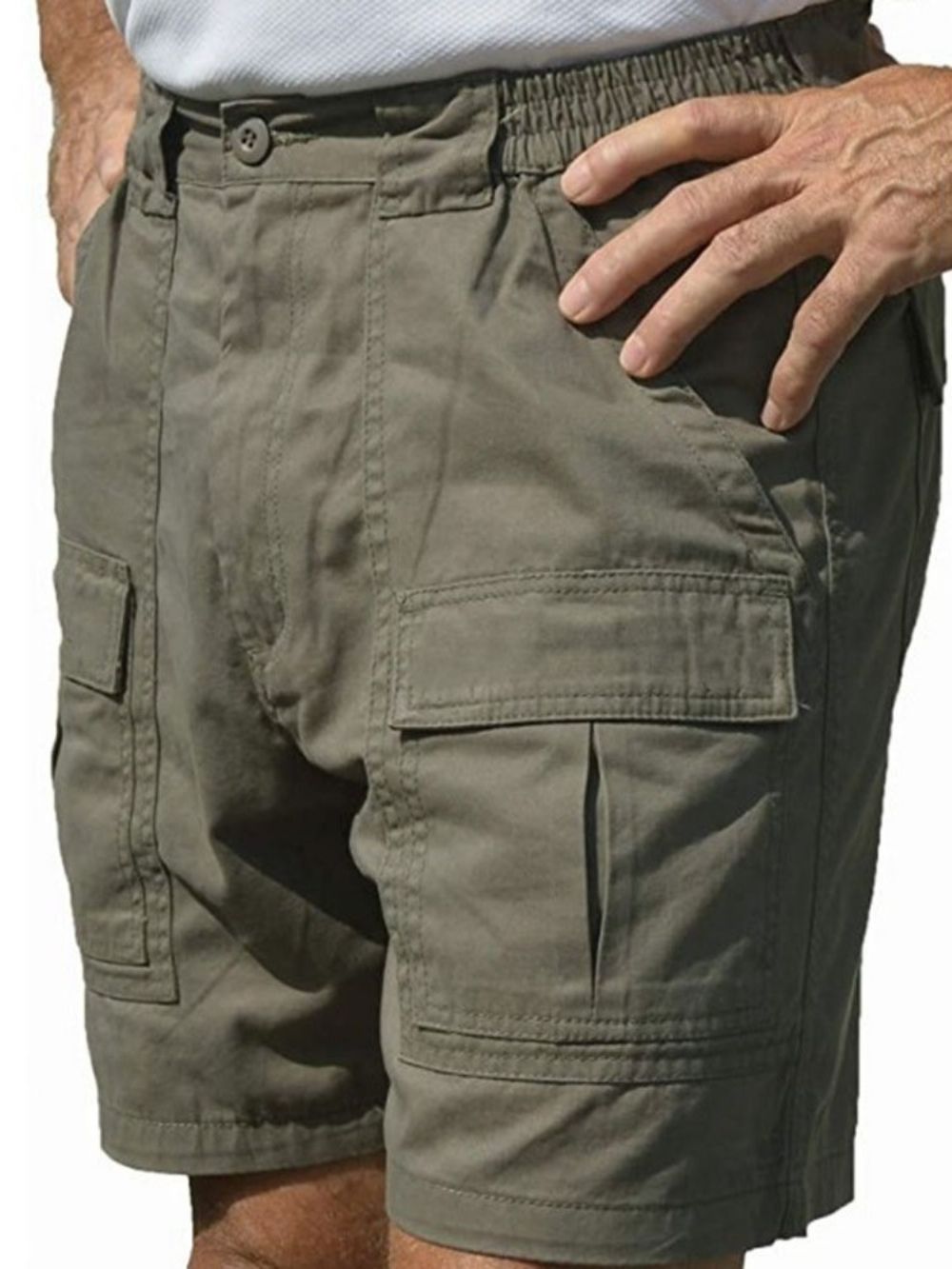 Shorts Masculinos Lisos De Bolso Reto Com Zíper