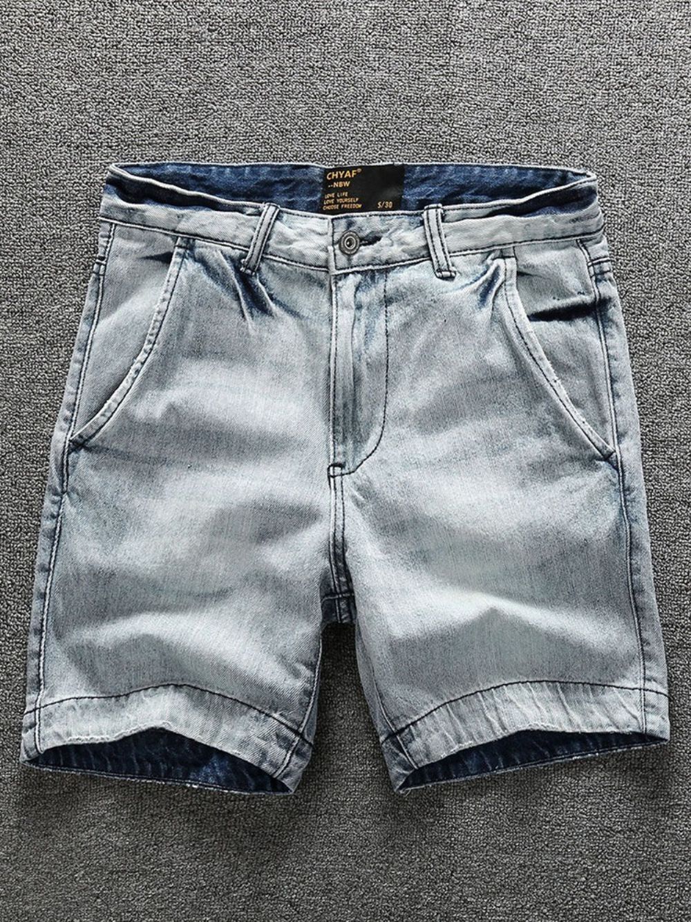 Shorts Masculinos Lisos Com Zíper E Cintura Média