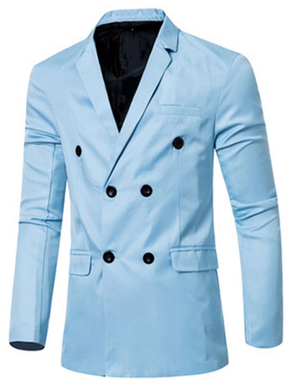 Blazer Casual Masculino Trespassado De Cor Sólida