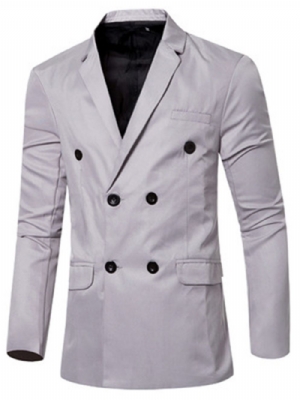 Blazer Casual Masculino Trespassado De Cor Sólida