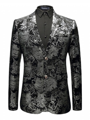 Blazer Masculino Com Estampa Floral Color Block Slim