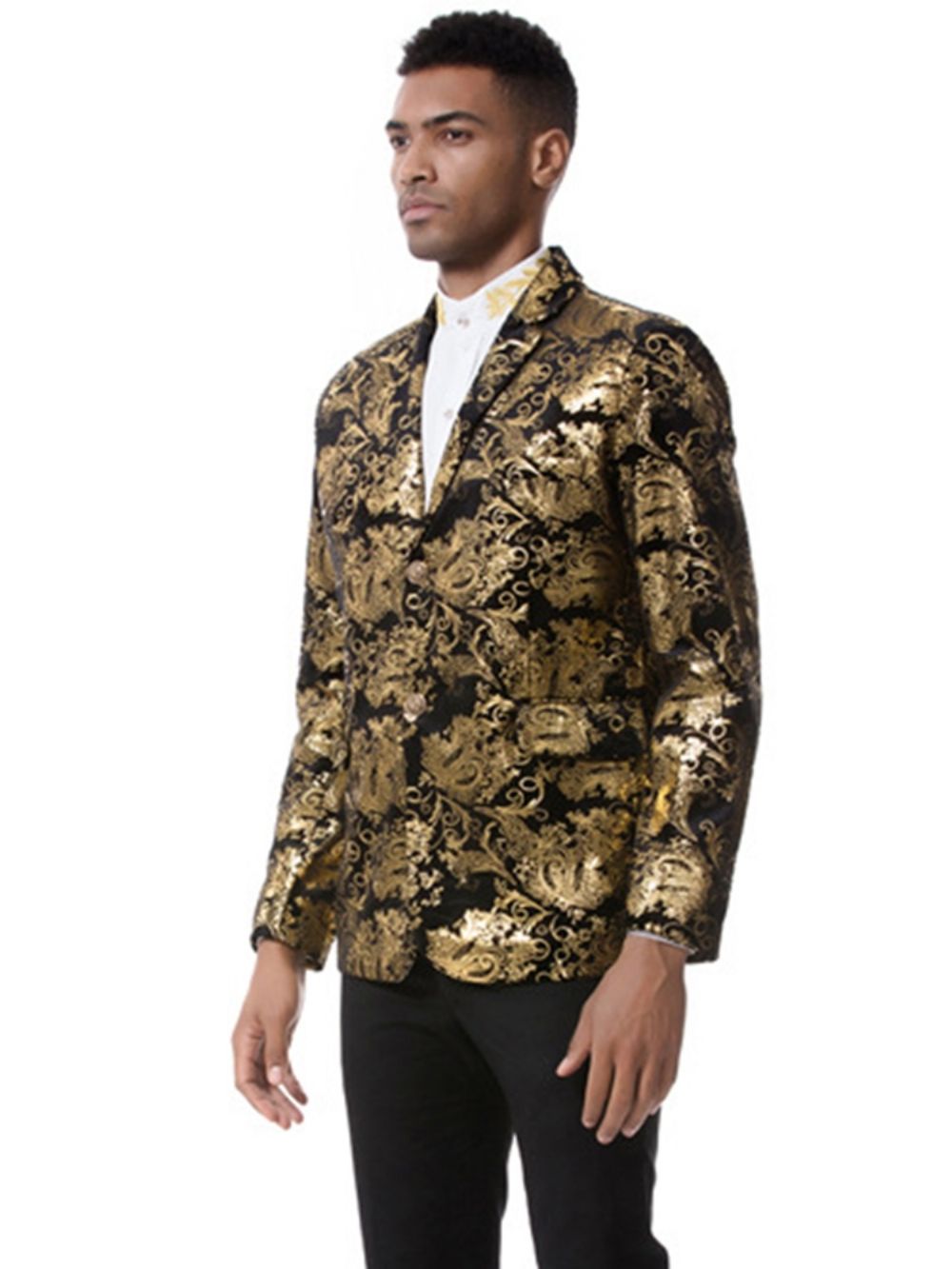 Blazer Masculino Com Estampa Floral E Lapela Vogue Slim