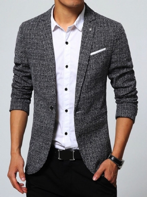 Blazer Masculino Simples Fino Pequeno Fit Entalhado Lapela Básico Tamanho Pequeno