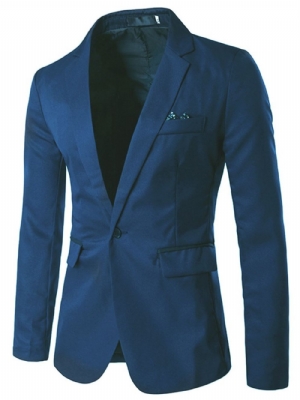 Blazer Simples Masculino Com Lapela Entalhada