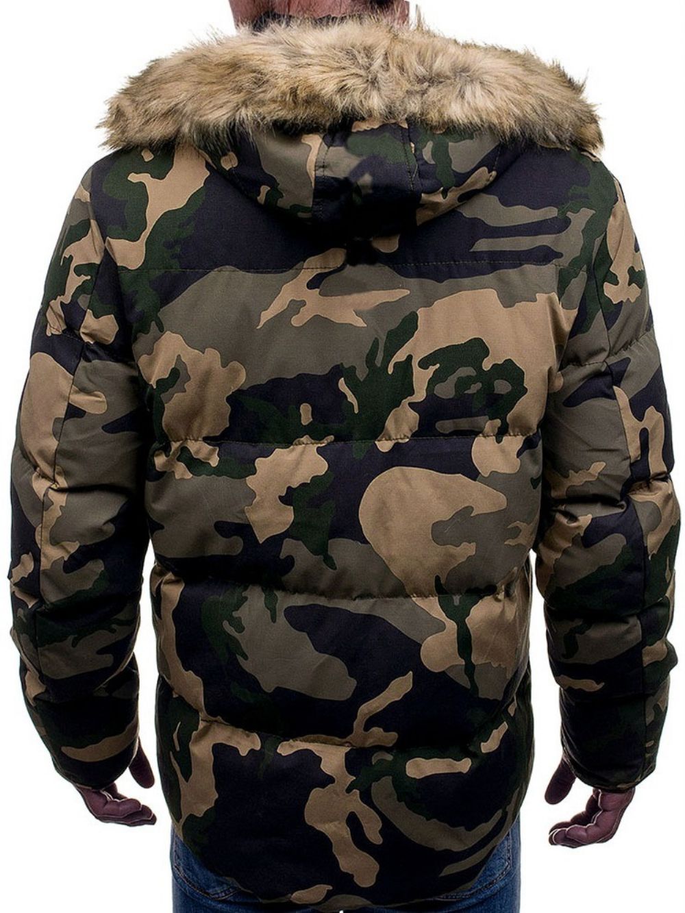 Jaqueta Masculina Casual Camuflagem Com Bolso De Comprimento Médio Com Zíper