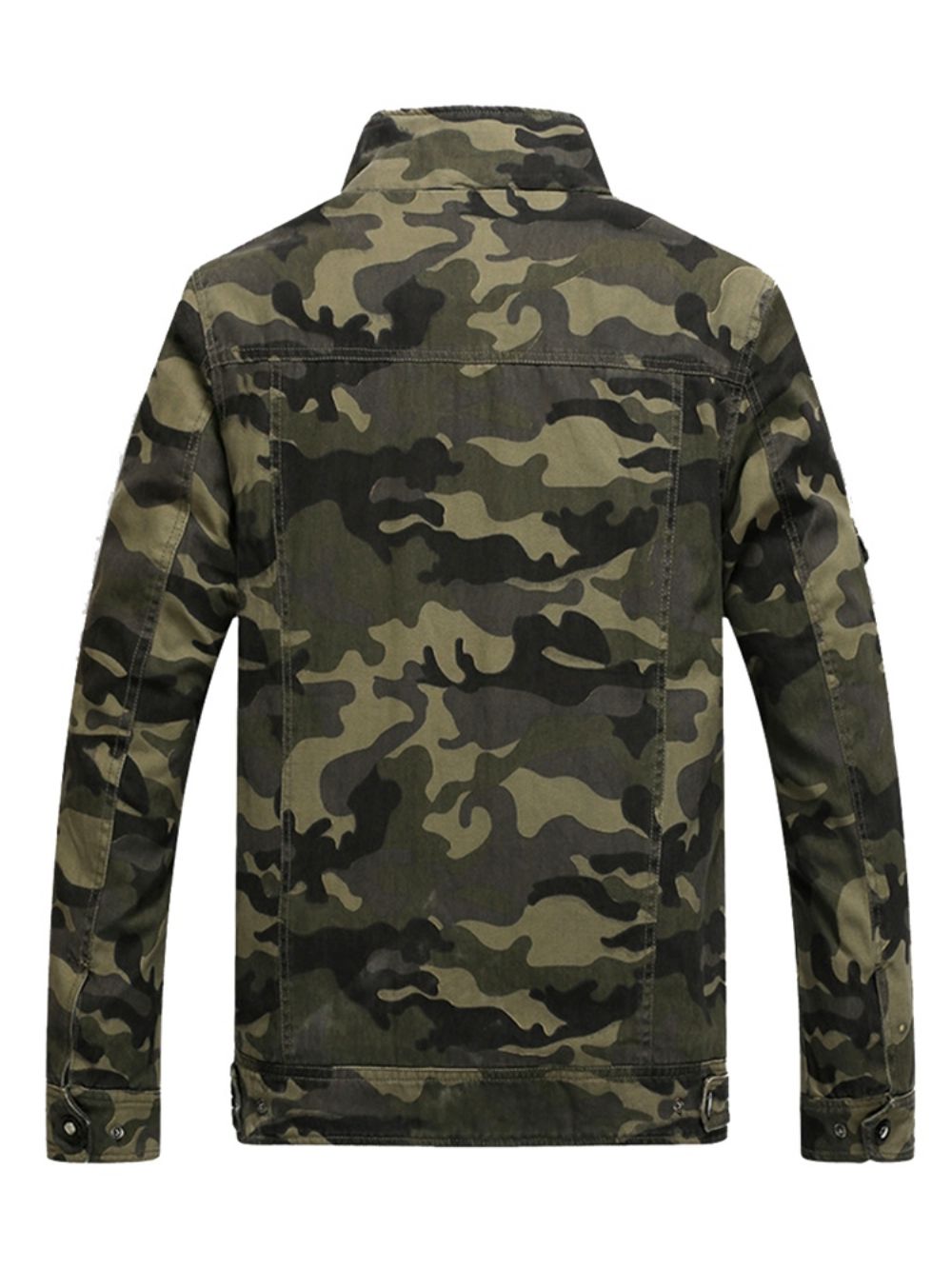 Jaqueta Masculina Misturas De Algodão Camuflagem Gola Zip