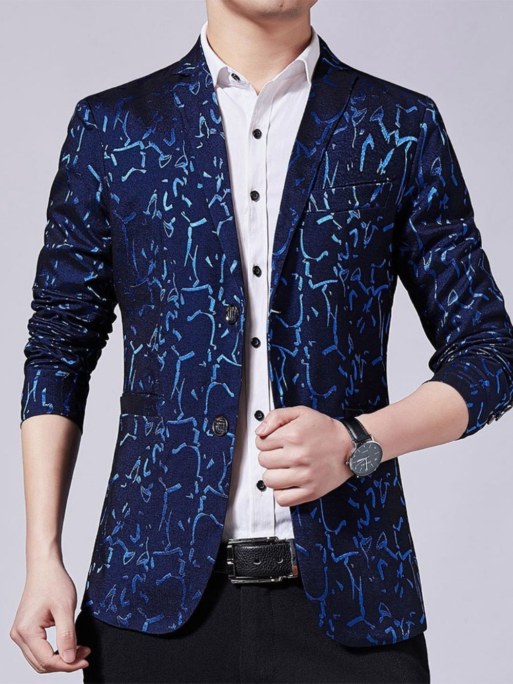 Blazer Com Estampa Coreana De Lapela Entalhada