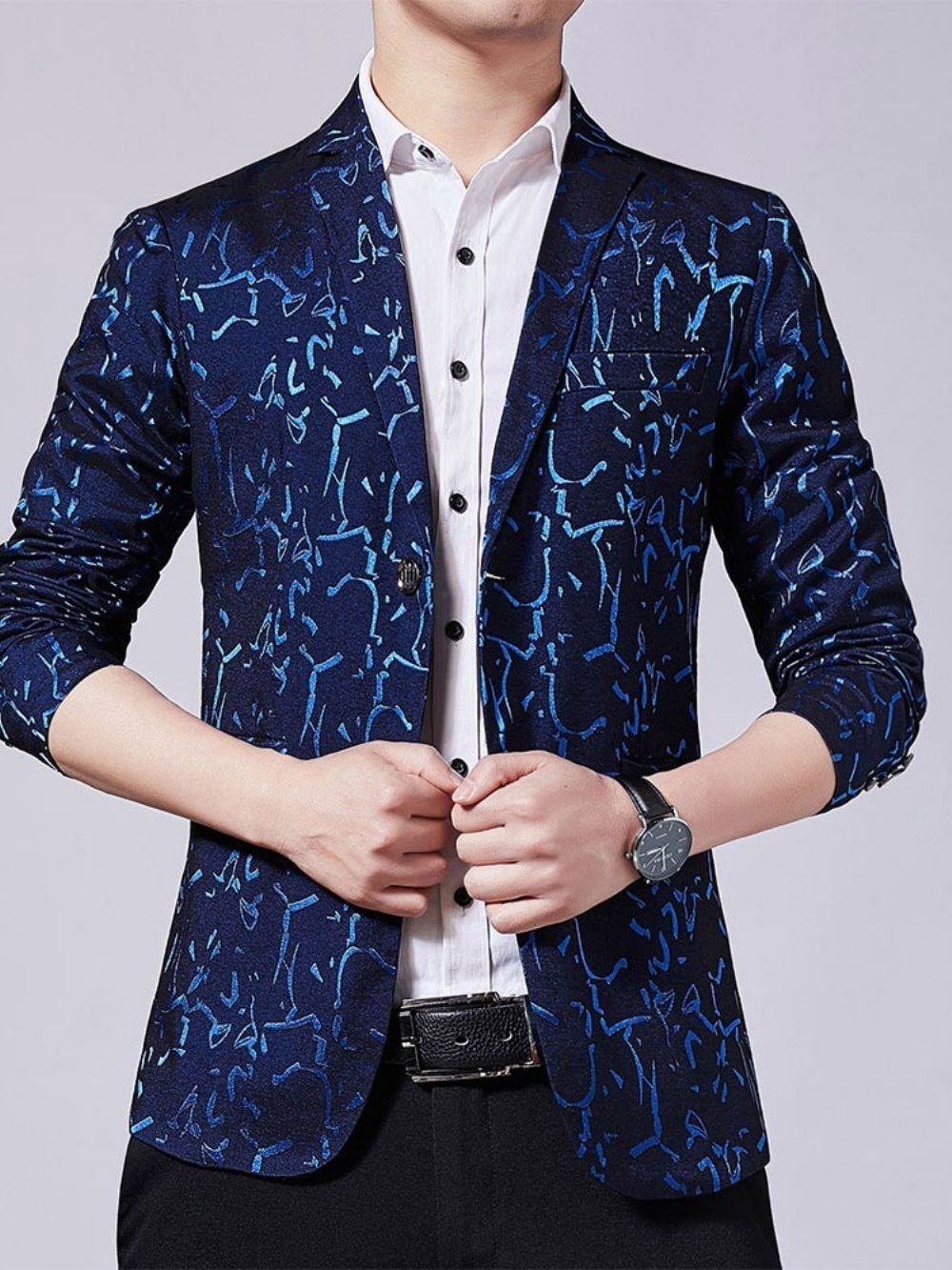 Blazer Com Estampa Coreana De Lapela Entalhada