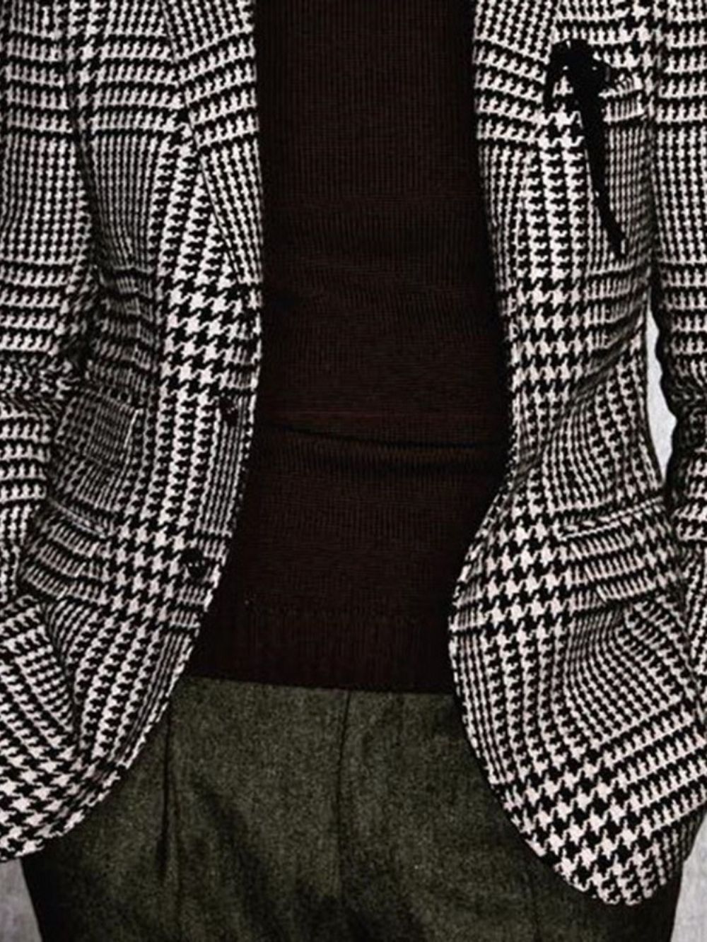 Blazer Houndstooth Casual Fino Para Lazer