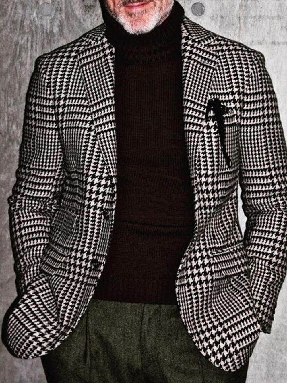 Blazer Houndstooth Casual Fino Para Lazer