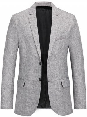 Blazer De Lapela Casual Slim Liso Entalhado