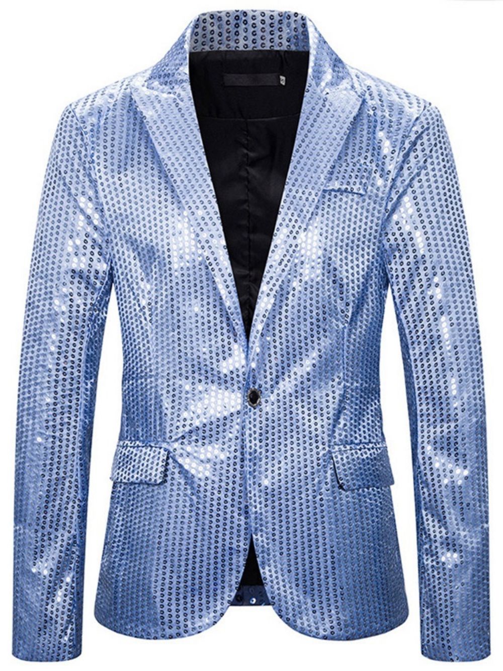 Blazer De Lazer Casual Com Lapela Entalhada Com Lantejoulas