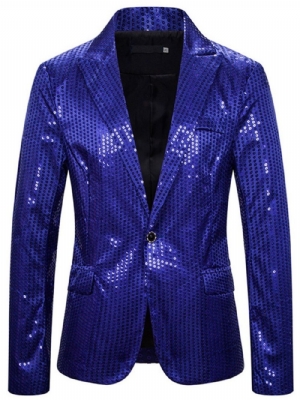 Blazer De Lazer Casual Com Lapela Entalhada Com Lantejoulas