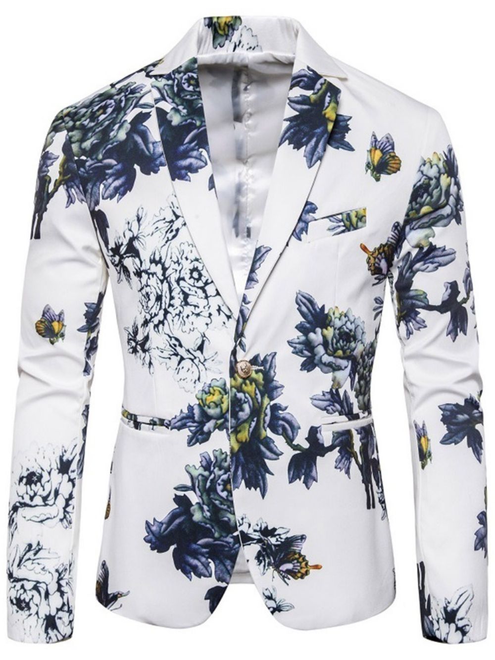 Blazer De Lazer Com Estampa Floral De Lapela Entalhada