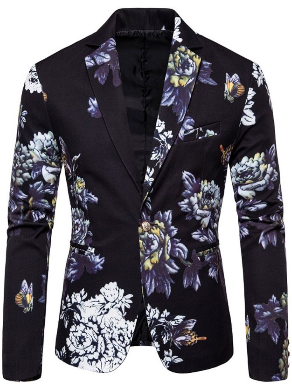 Blazer De Lazer Com Estampa Floral De Lapela Entalhada