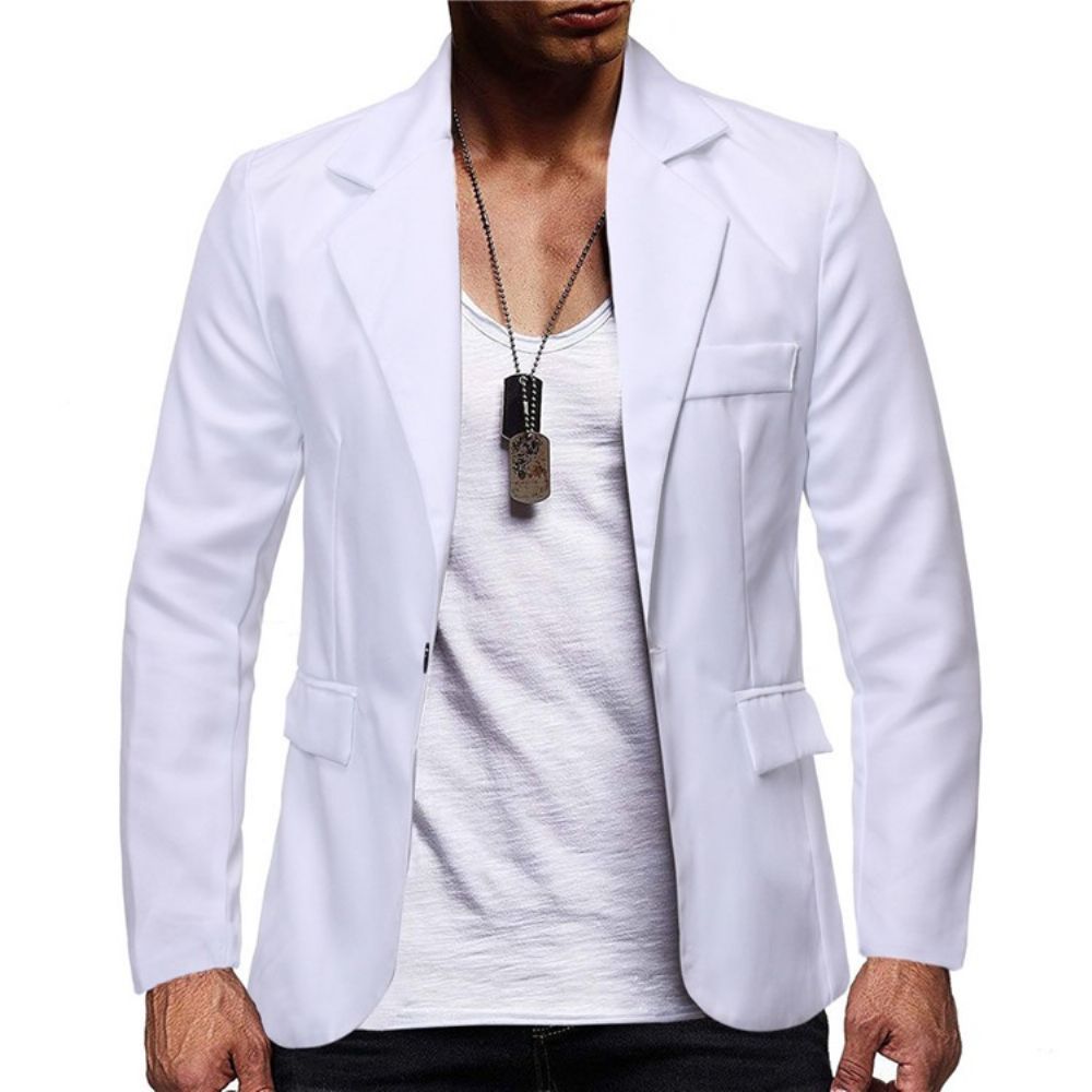 Blazer De Lazer Masculino Com Lapela Entalhada De Um Botão