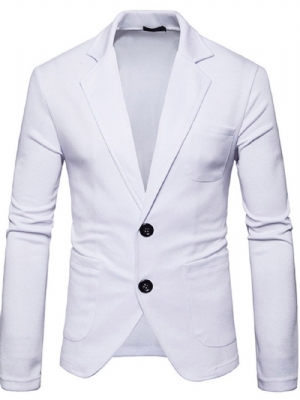 Blazer De Lazer Simples De Abotoamento Simples Masculino