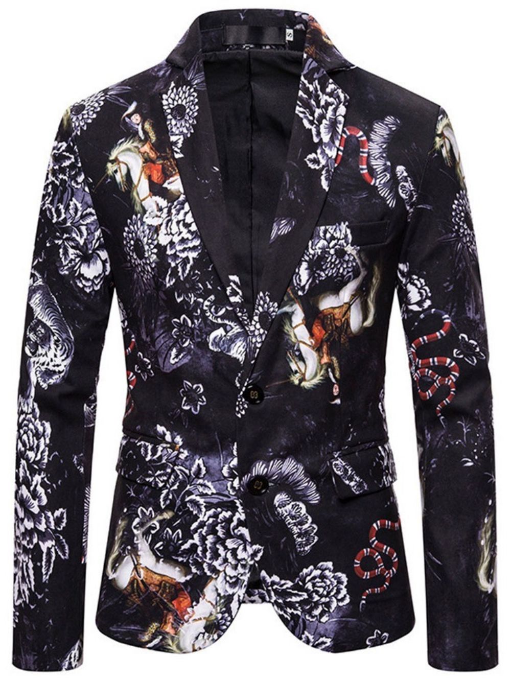 Blazer Masculino De Lapela Com Entalhe Floral Fino