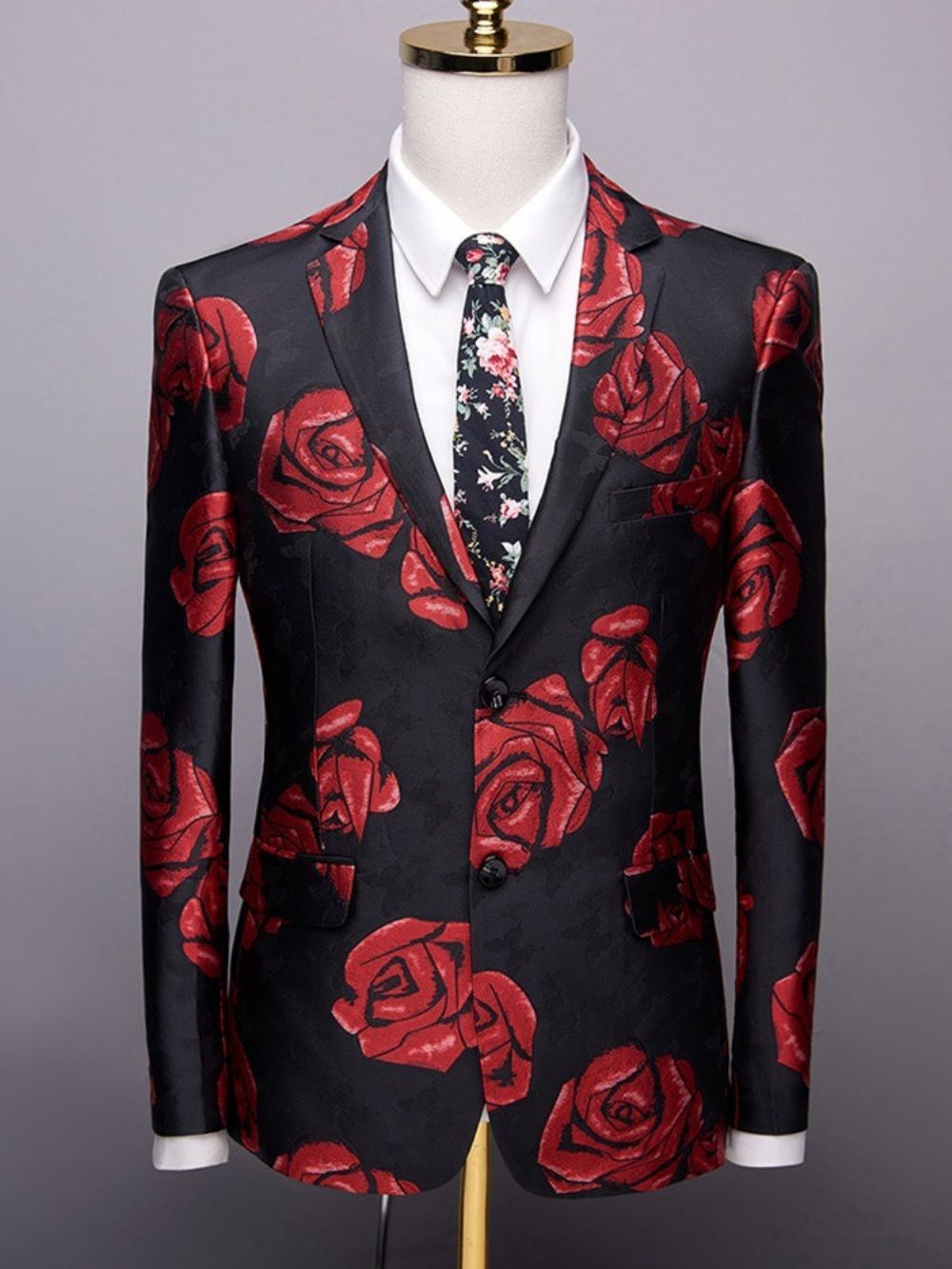 Blazer Masculino De Lazer Com Estampa Slim Floral