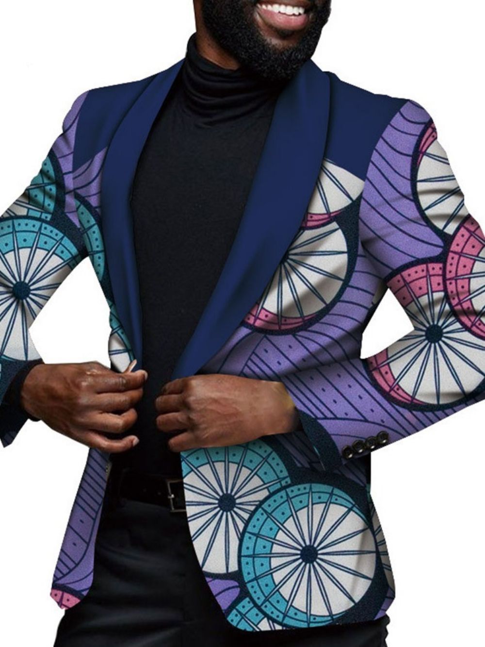 Blazer Masculino De Lazer Com Estampa De Um Botão Fino