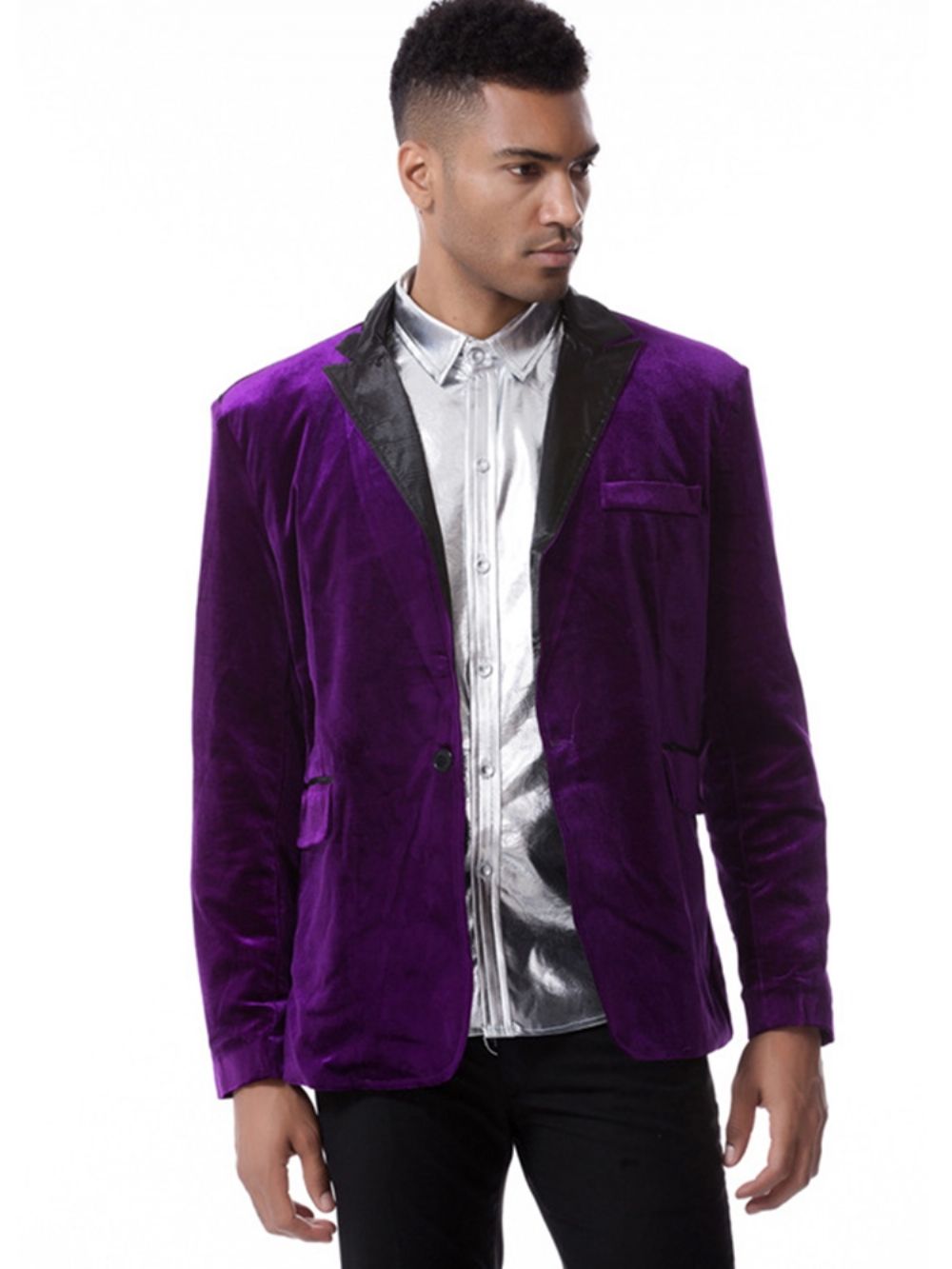 Blazer Masculino De Veludo Cotelê Liso Com Lapela Entalhada Vogue Slim