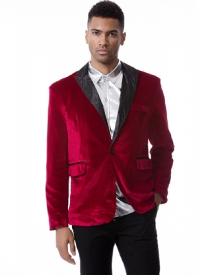 Blazer Masculino De Veludo Cotelê Liso Com Lapela Entalhada Vogue Slim