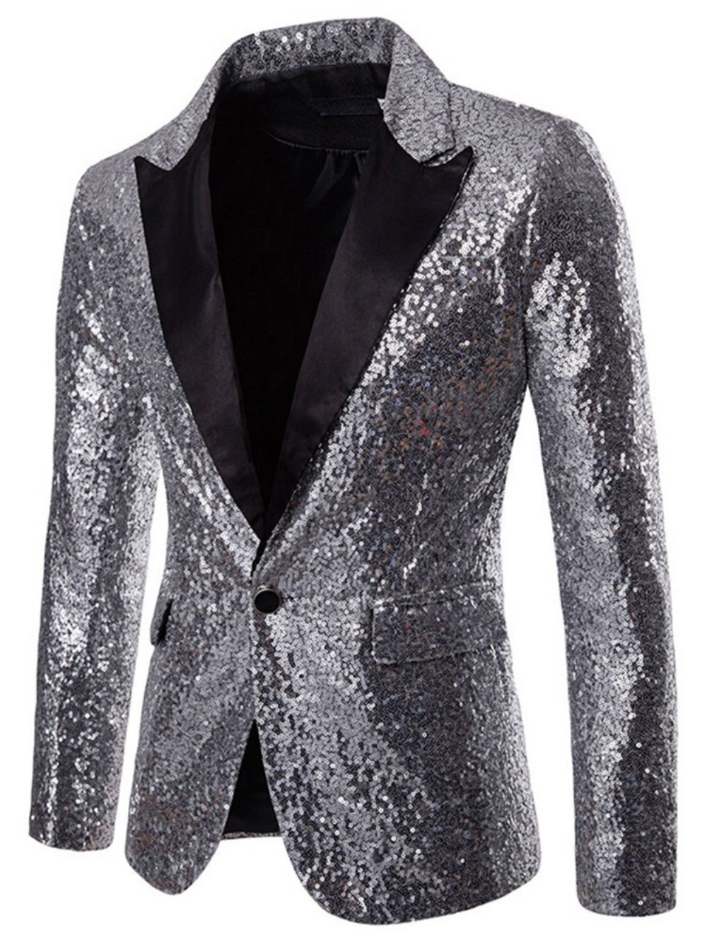 Traje De Blazer De Festa Masculino Com Lapela Entalhada De Lantejoulas Lisas