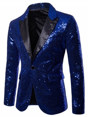 Traje De Blazer De Festa Masculino Com Lapela Entalhada De Lantejoulas Lisas