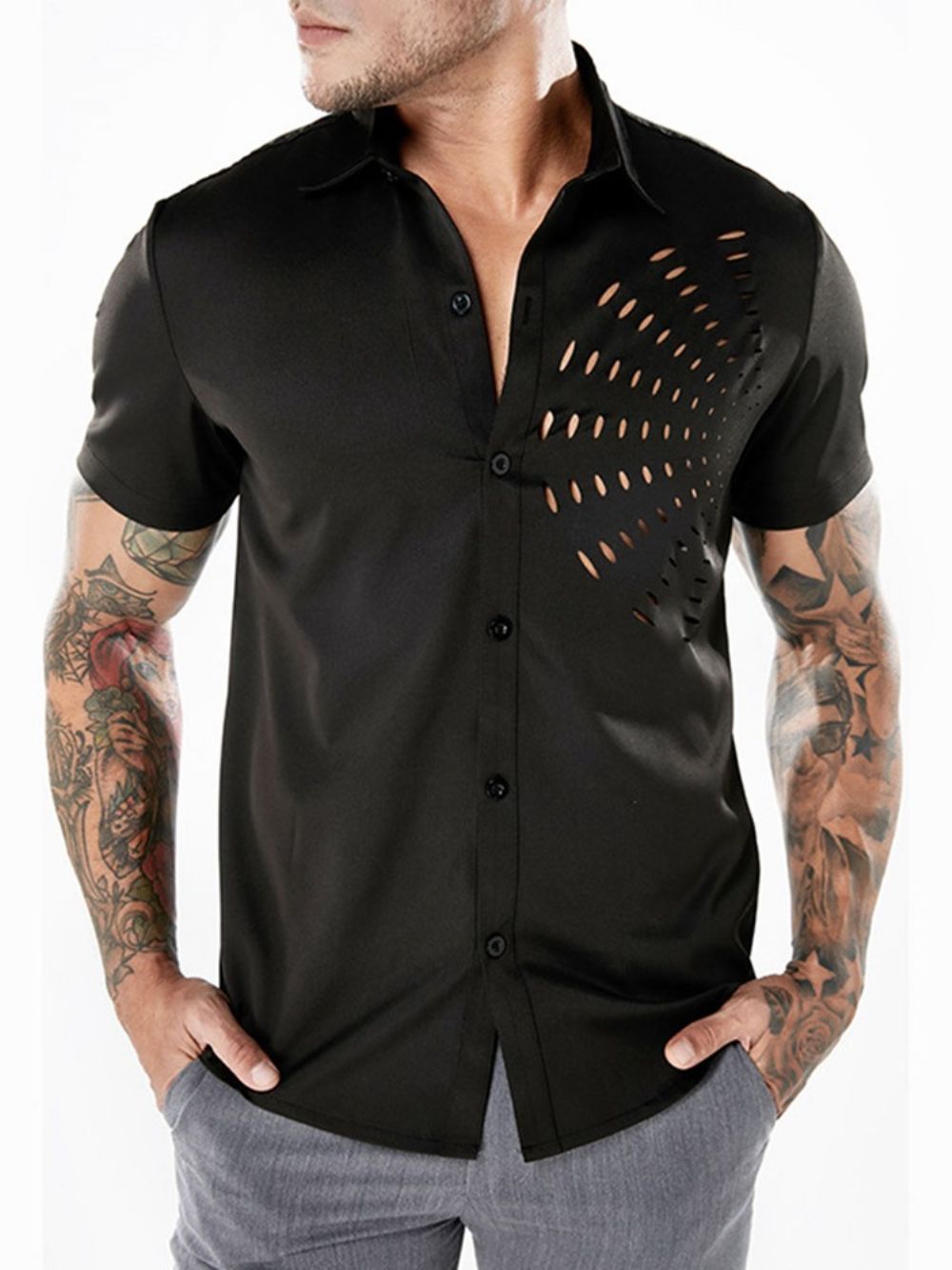 Camisa Masculina De Lapela Oca Manga Curta Branca