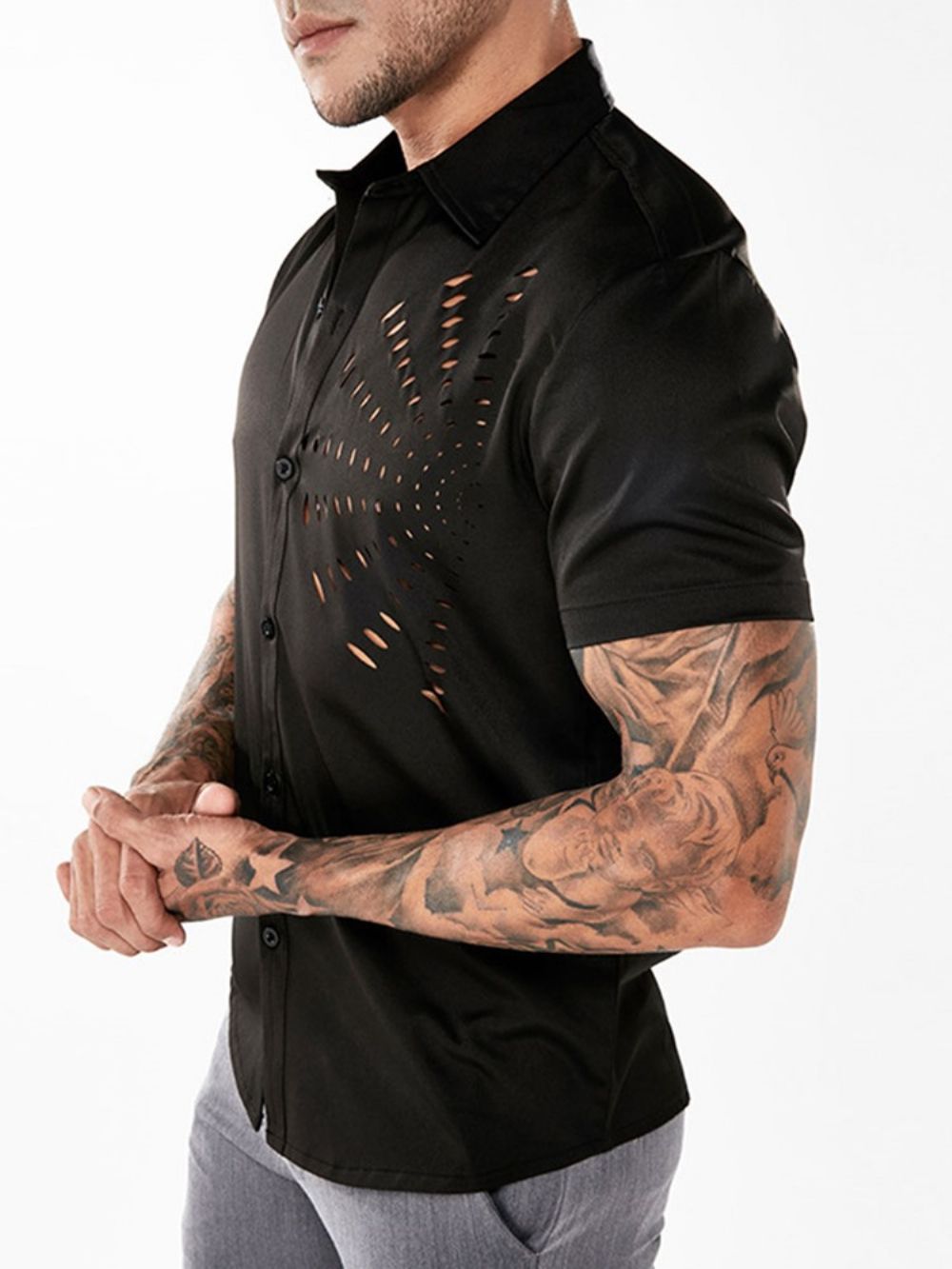 Camisa Masculina De Lapela Oca Manga Curta Branca