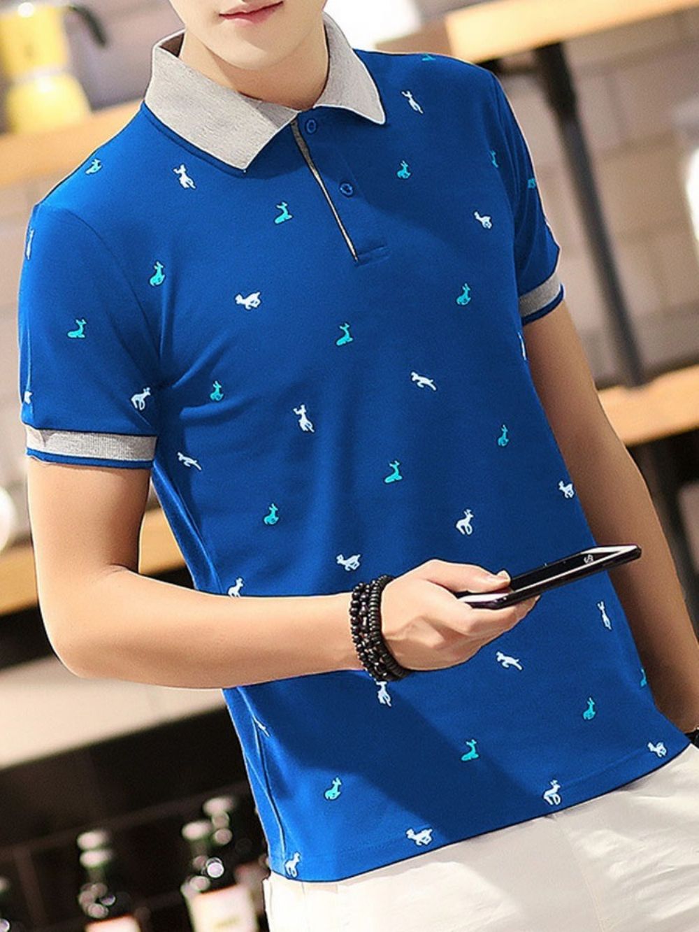 Camisa Polo Masculina Estampa Casual Gola Polo