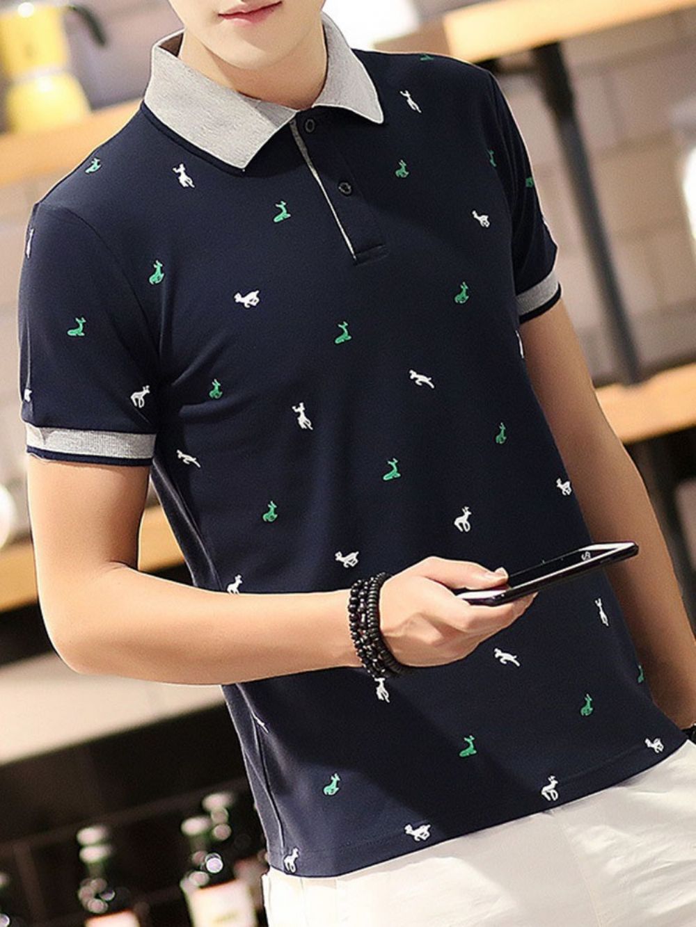 Camisa Polo Masculina Estampa Casual Gola Polo