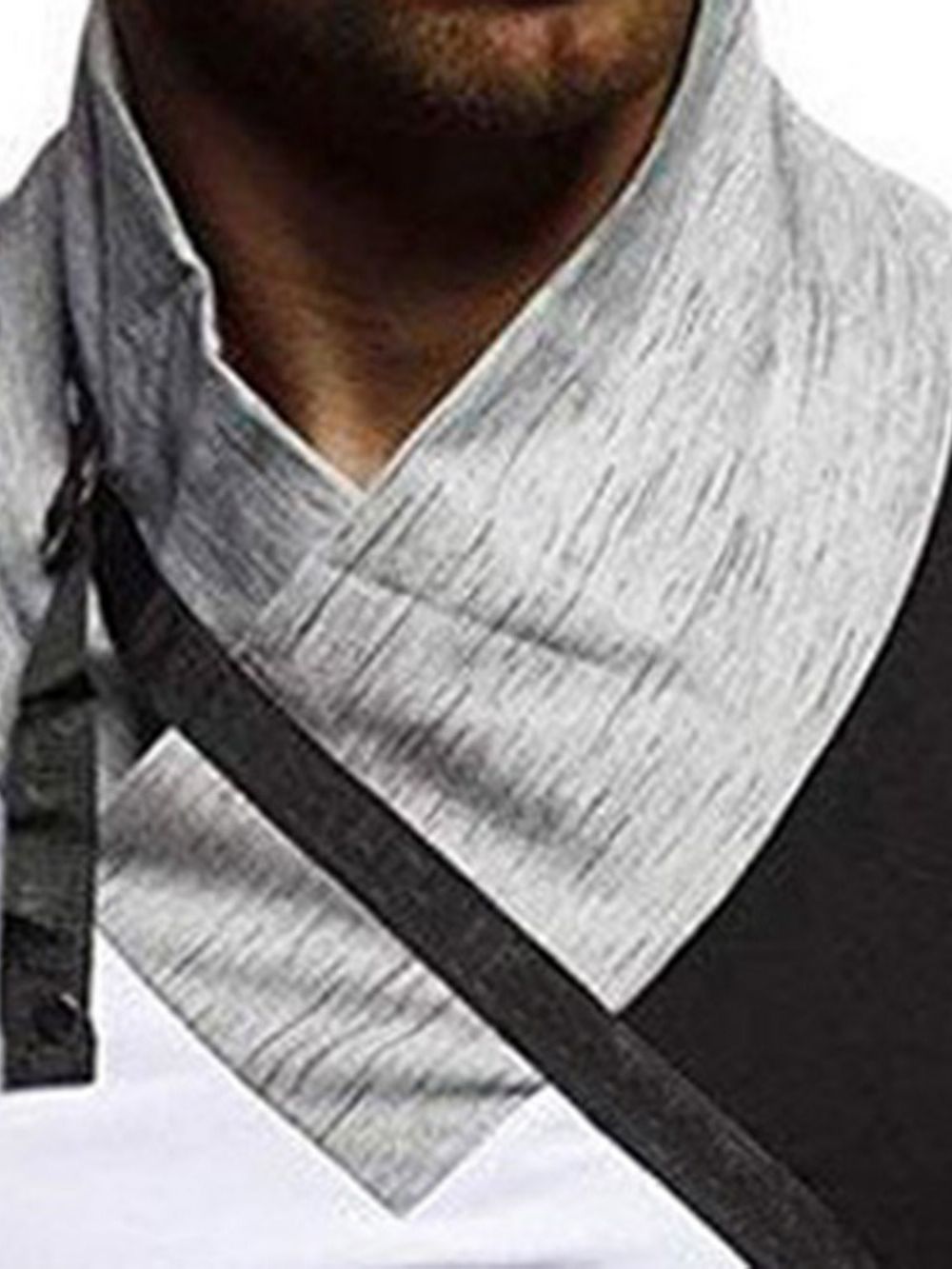 Camiseta Color Block Casual Heap Collar Slim Manga Curta Masculina