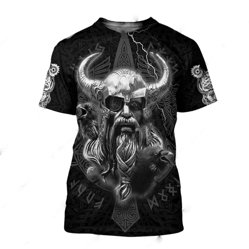 Camiseta Masculina Casual Decote Redondo Animal Reta Manga Curta