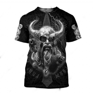 Camiseta Masculina Casual Decote Redondo Animal Reta Manga Curta