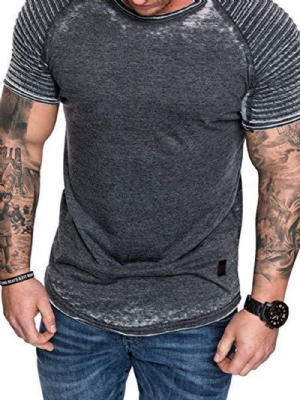 Camiseta Masculina Casual Plissada Manga Curta