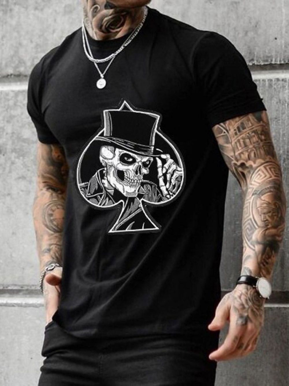 Camiseta Masculina Estampa Caveira Manga Curta Manga Curta