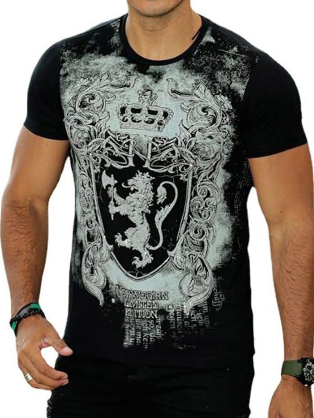 Camiseta Masculina Estampa Gola Redonda Casual Slim Manga Curta