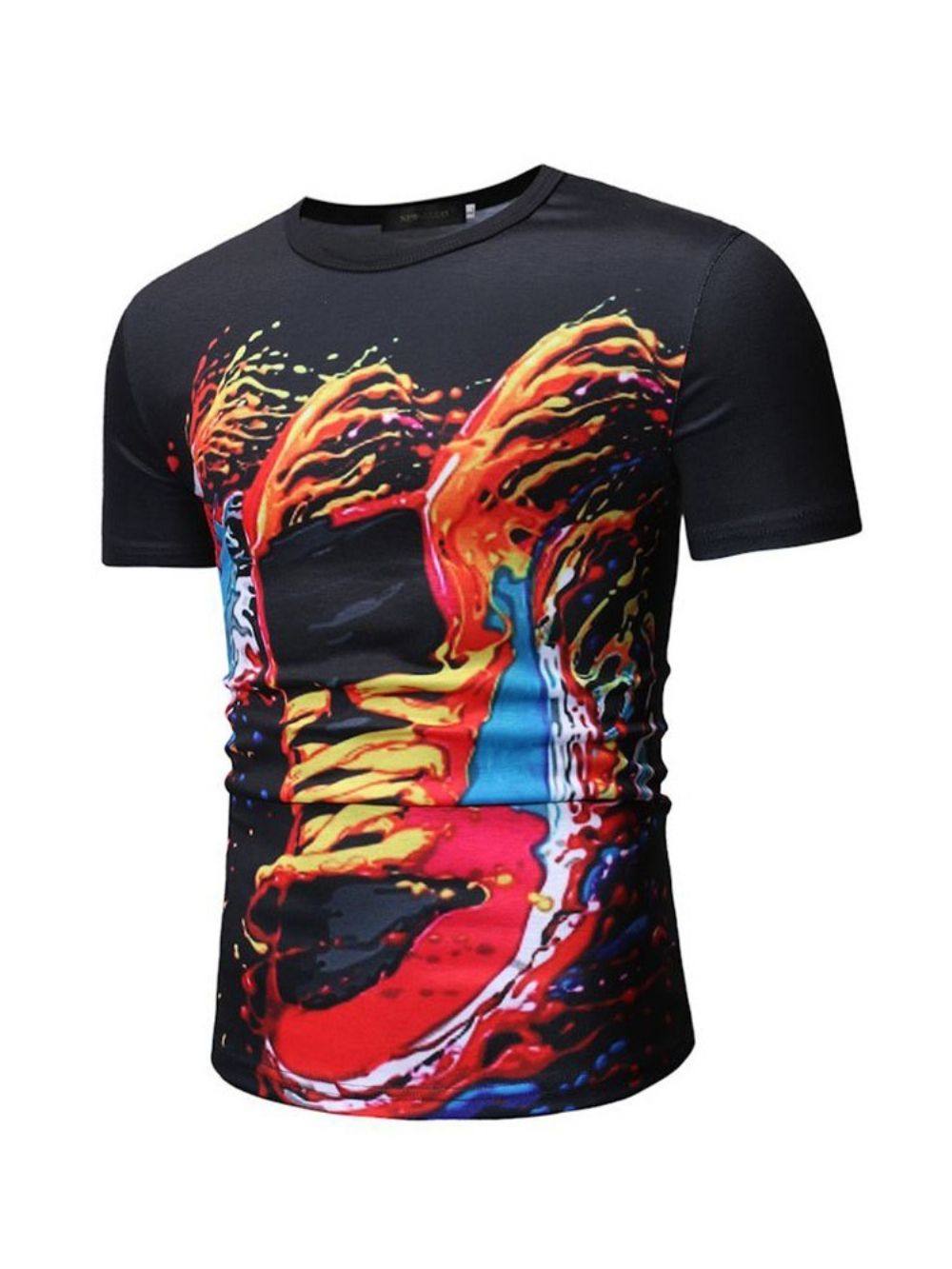 Camiseta Masculina Folgada Casual Estampada Com Gola Redonda