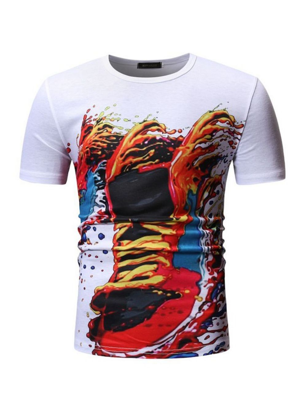 Camiseta Masculina Folgada Casual Estampada Com Gola Redonda