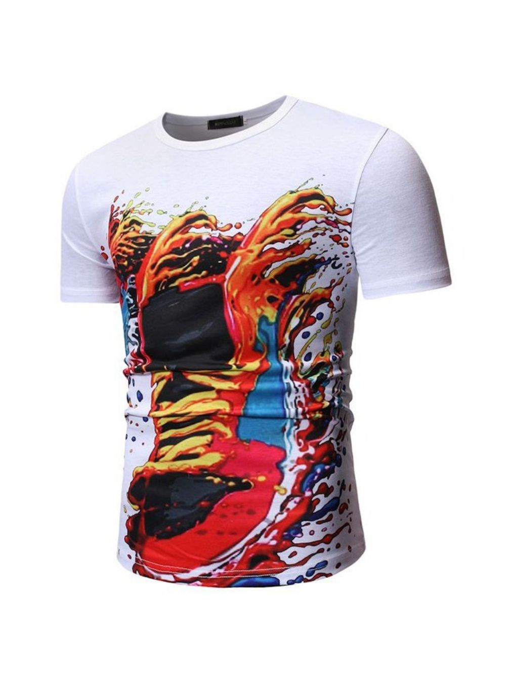 Camiseta Masculina Folgada Casual Estampada Com Gola Redonda