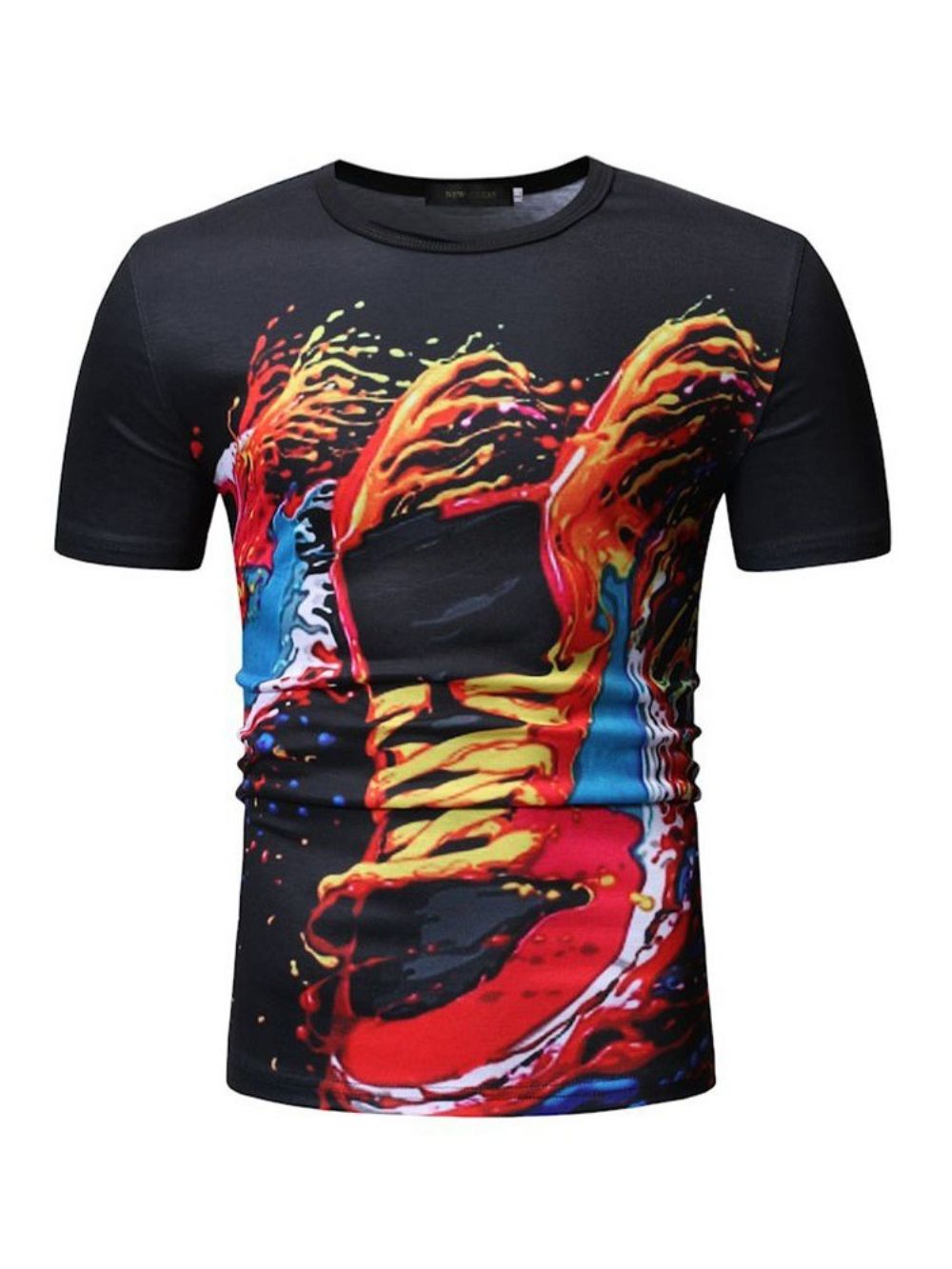 Camiseta Masculina Folgada Casual Estampada Com Gola Redonda