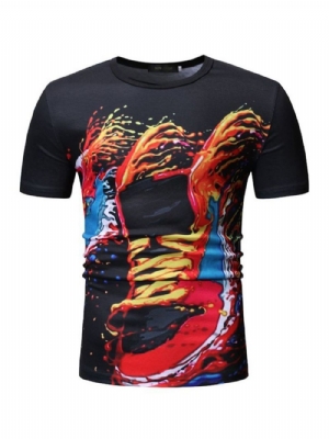 Camiseta Masculina Folgada Casual Estampada Com Gola Redonda