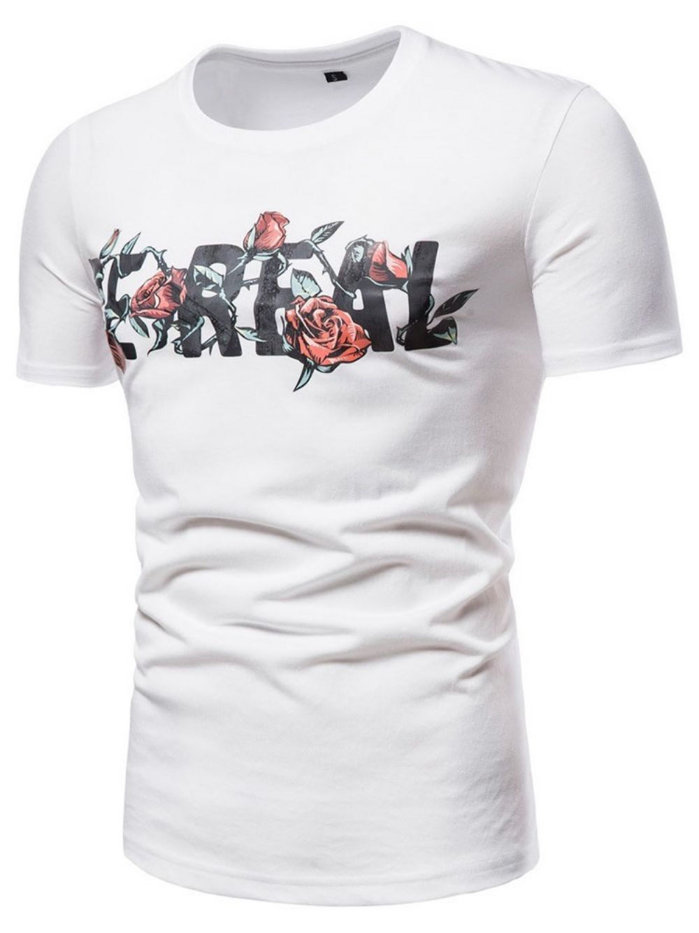 Camiseta Masculina Letra Gola Redonda E Manga Curta Reta