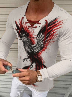 Camiseta Masculina De Manga Comprida Estampada Com Estampa De Animais