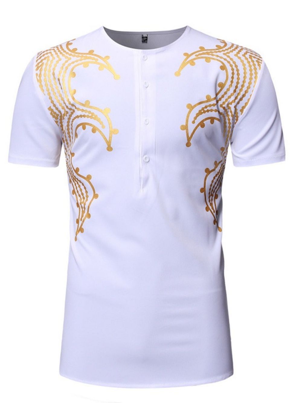 Camiseta Masculina De Manga Curta Africana Fashion Dashiki Gola Redonda Reta